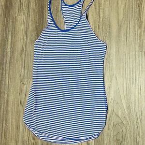Lululemon racerback tank (cream/purple horizontal stripe)